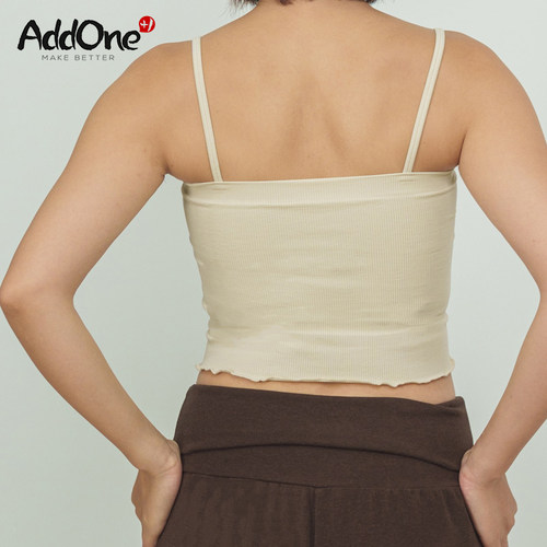 AddOne+1 瑜伽普拉提运动高弹罗纹OM印花吊带短背心 - 图1