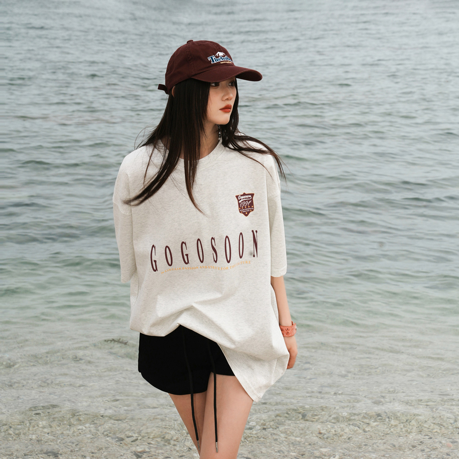 GOGOSOON夏季新款短袖T恤250g男生圆领速干防晒50+凉感美式宽松Q - 图1