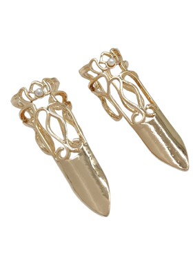 金色护甲套戒指珍珠花纹镂空新中式宫廷国潮指甲戒指汉服饰品舞蹈