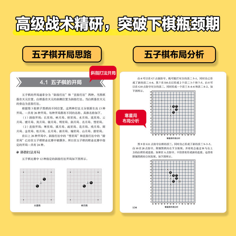 五子棋入门与提高五子棋棋谱教程初学者儿童版小学生益智大人五子棋棋局解析实战自学一本通与布局攻守技巧参考书籍人民邮电出版社,淘宝优惠券,粉丝福利购,淘宝优惠卷