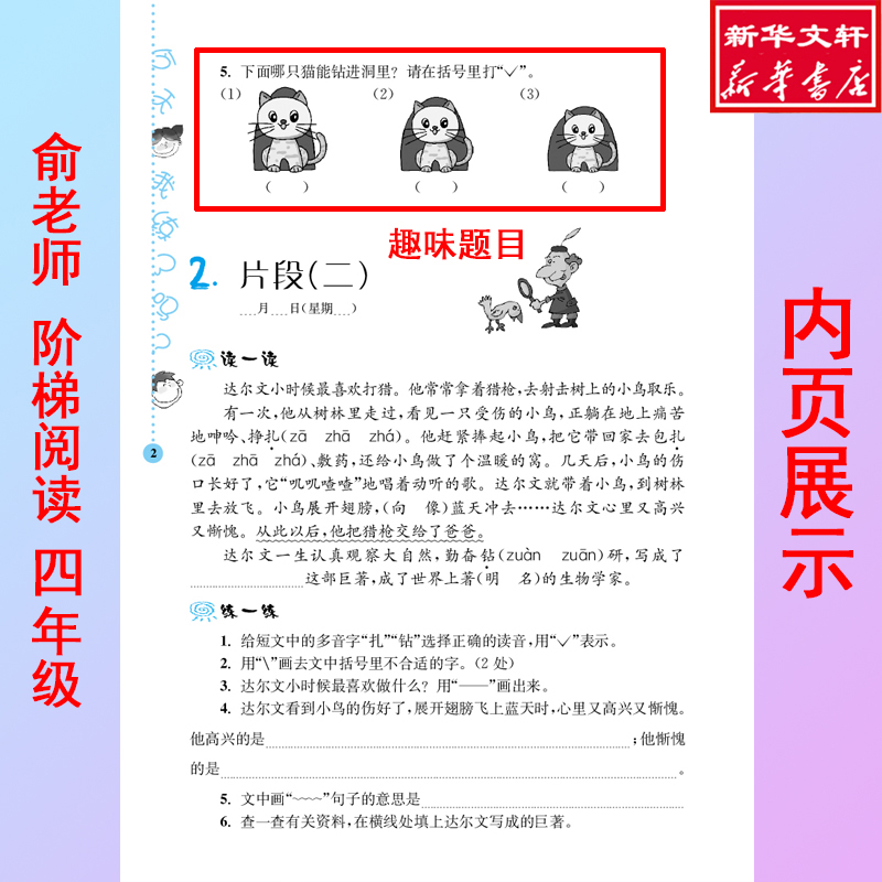 阶梯阅读四年级 培优训练 第6版 小学语文新课标阶梯阅读培优训练4年级第六版 余翠霞 二年级阅读理解训练题阅读理解专项训练书 - 图1