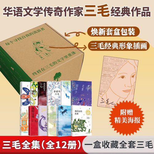 三毛作品全集12册 新版套装 亲爱的三毛我的宝贝撒哈拉的故事万水千山走遍雨季不再来我的灵魂骑在纸背上三毛游文学随笔畅销书籍 - 图1