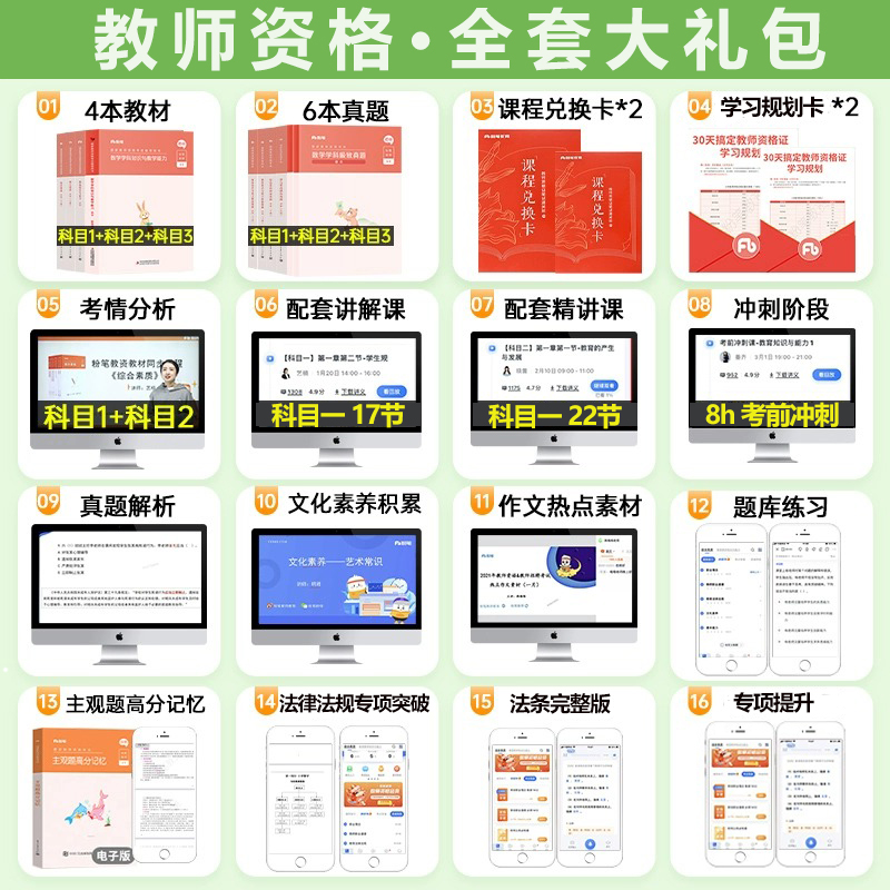 粉笔教资2024年上半年中学教师证资格考试笔试资料全套教材真题库 - 图0