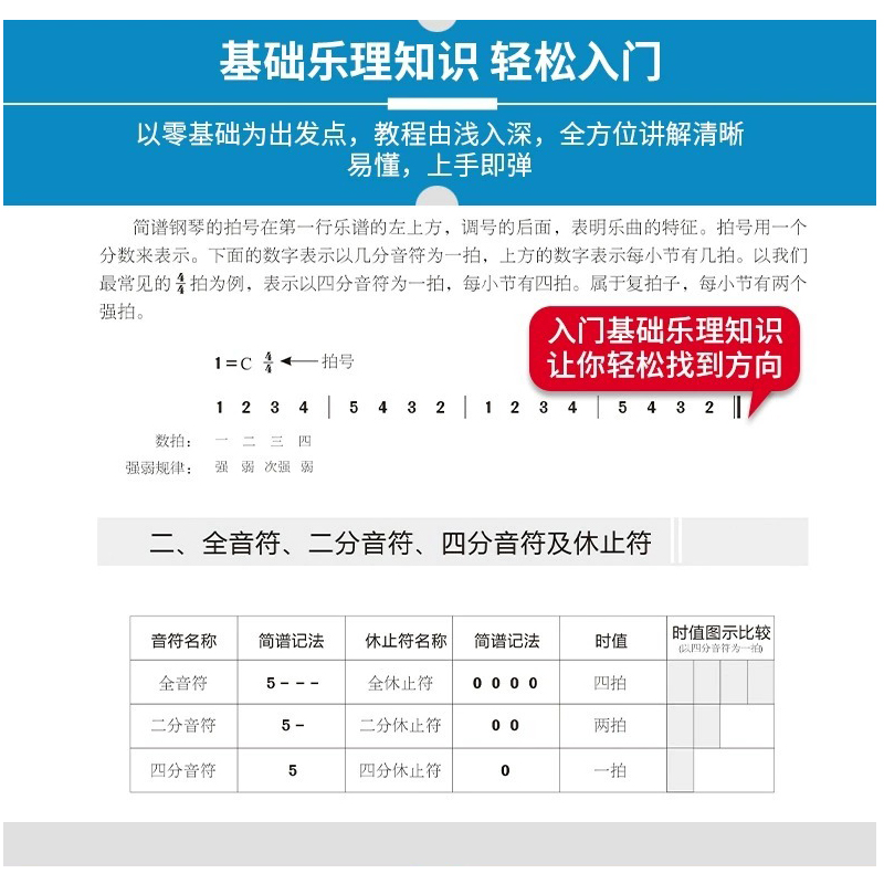 成年人学简谱钢琴一看就懂的钢琴自学教程钢琴简谱入门基础教程成人钢琴零基础简谱入门基础教程钢琴书简谱流行歌钢琴曲集-图0