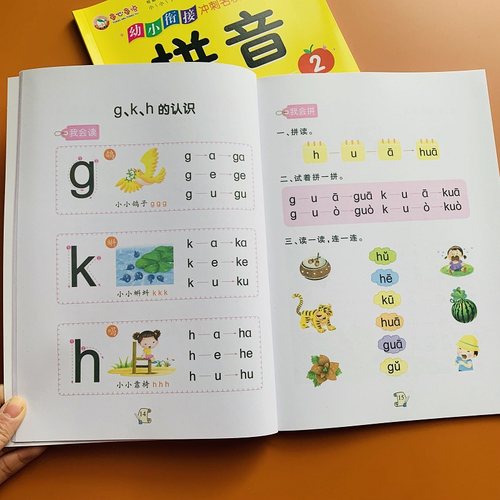 学前3-6岁幼小衔接拼音练习册2本教材全套63个声母韵母整体认读汉语拼音描红字帖看图学拼音四声调幼儿园大班幼升小一年级字词拼读 - 图1