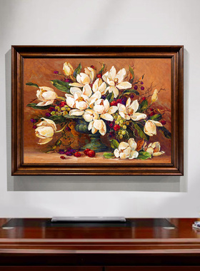u作【繁花似锦】手工手绘油画中古风装饰画餐厅客厅挂画花卉古典