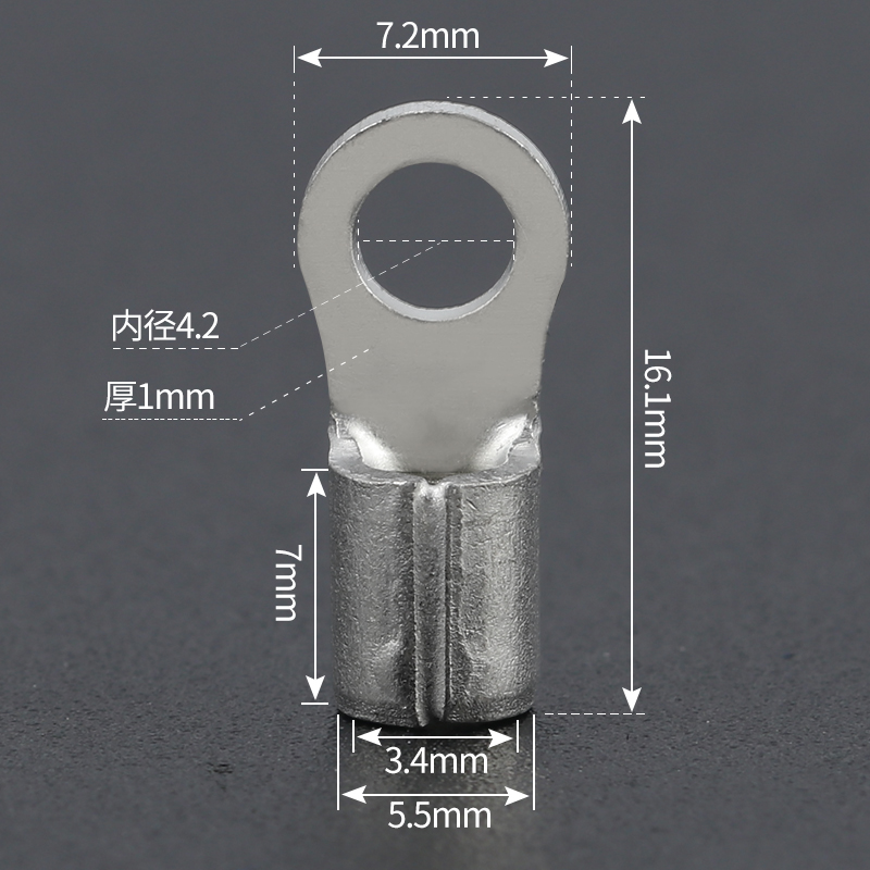 RNB5.5-4国标紫铜O型圆形冷压接线端子铜鼻子裸端子铜线耳RNB6-4-图1
