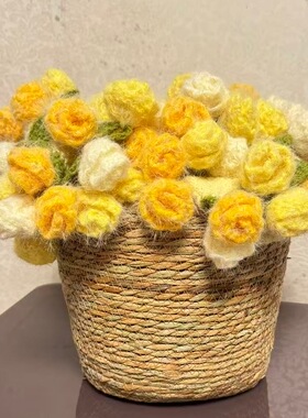 草编手工编织抱抱桶鲜花篮玫瑰花毯手提水桶包新款情人节礼物手礼