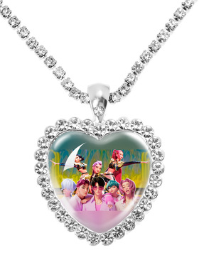 爆火电影-Kpop Demon Hunters猎魔女团时光宝石桃心水钻项链