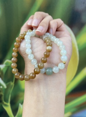 和田玉糖白色双圈适合小手围尺寸卡7