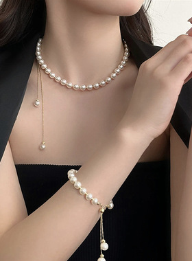 【珍珠母贝流苏项链】韩系名媛风可调节设计感日常通勤轻奢简约