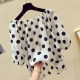 ເສື້ອຢືດແຂນສັ້ນ Polka dot ບ່າໜຶ່ງ