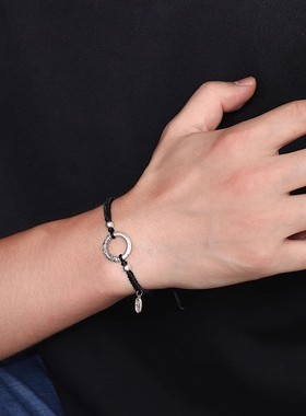 平安扣纯银手链手串男款男士男生礼物高级感情侣手绳送男友生日礼