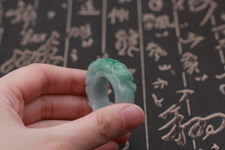 Myanmar A-grade waxy green jade ring with free shipping
