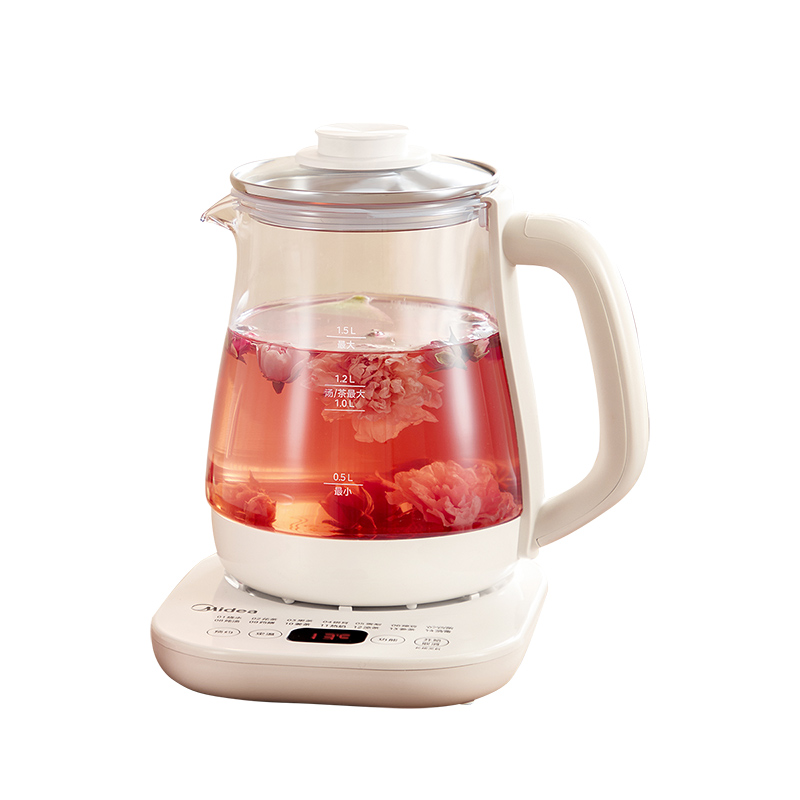 美的电热水壶养生壶家用烧水壶玻璃办公室小型不锈钢保温炖煮一体