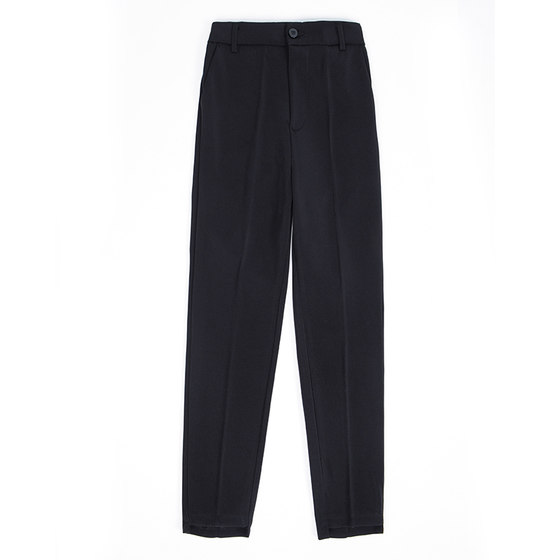 Nine-point summer drapey high-waisted suit pants black slimming
