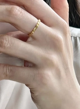 满天星细闪金色戒指女小众设计高级碎冰冰轻奢气质百搭个性食指环