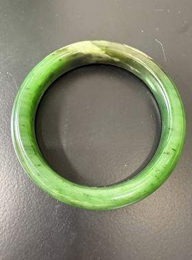 G32和田玉碧玉阳绿冰透温润手镯玉镯镯子原皮石皮珍品55圈口证书