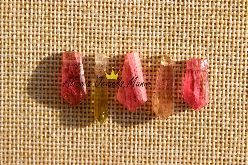 JJ9特惠碧玺5颗5枚一组巴西全净粉红鲜艳高品质有孔吊坠DIY现货 - 图3