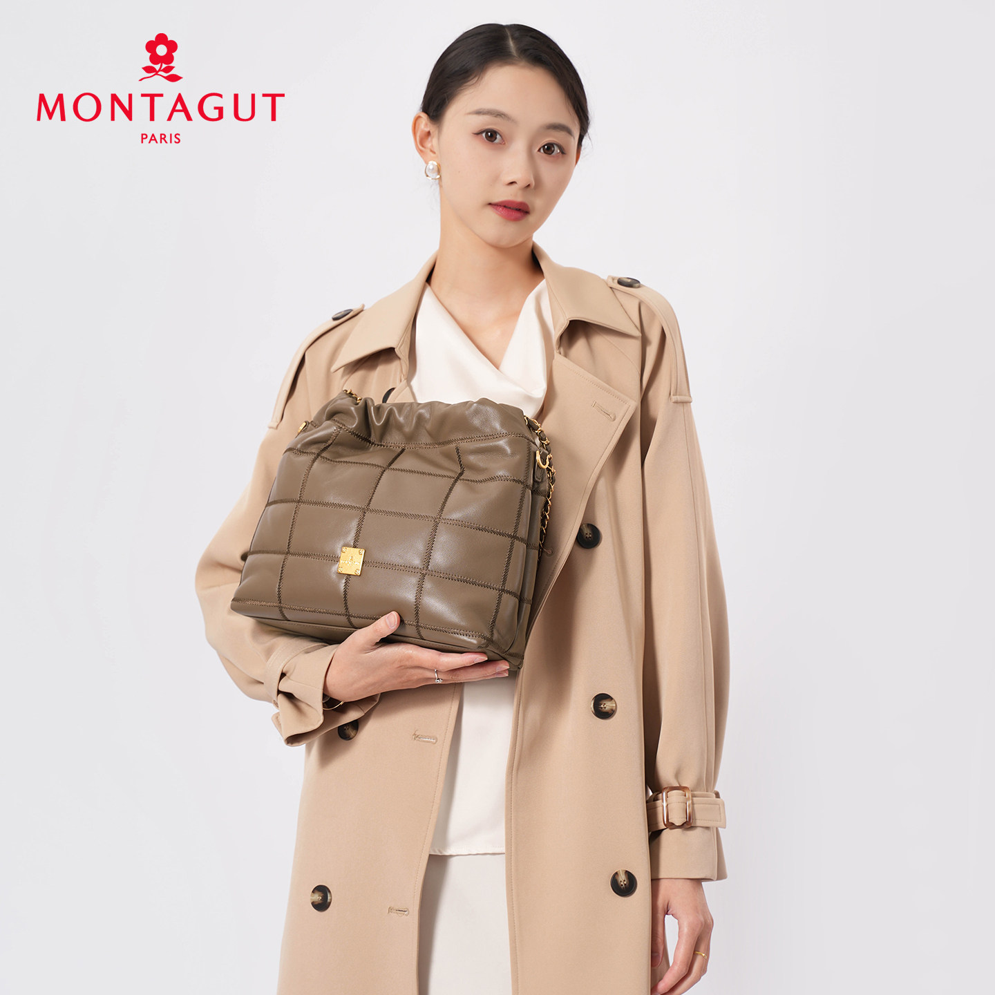 梦特娇羊皮女包单肩包小香风菱格链条包子母包HOBO流浪包斜挎包,淘宝优惠券,粉丝福利购,淘宝优惠卷