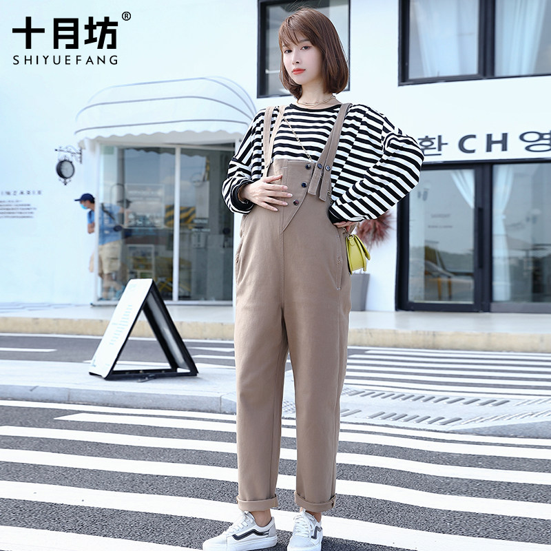 春秋季背带裤宽松外穿潮孕妇裤子 十月坊孕妇打底裤