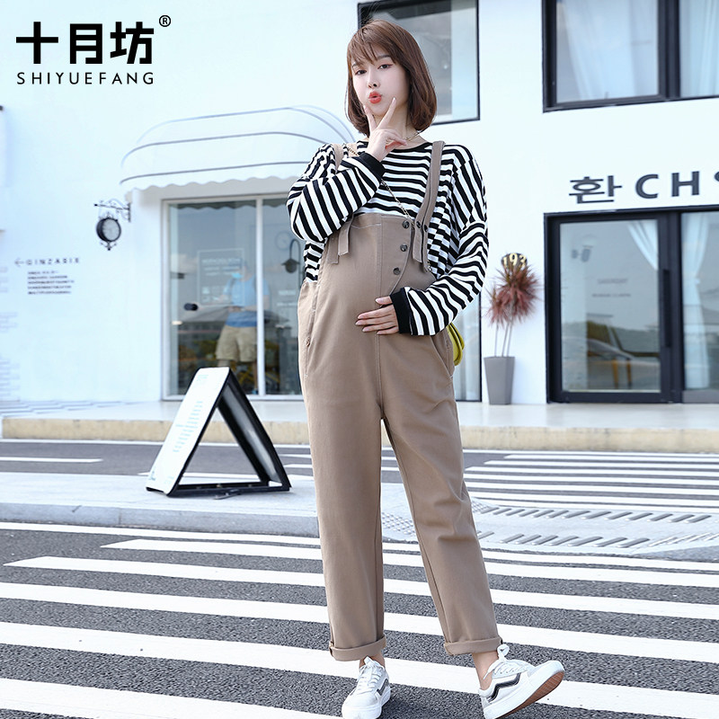 春秋季背带裤宽松外穿潮孕妇裤子 十月坊孕妇打底裤