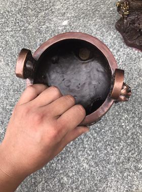 铜香炉 双耳距离12cm 高15cm 可搭配65高九龙关公