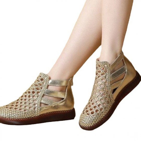 Удобные сандалии для мам с отверстиями, обувь из натуральной кожи