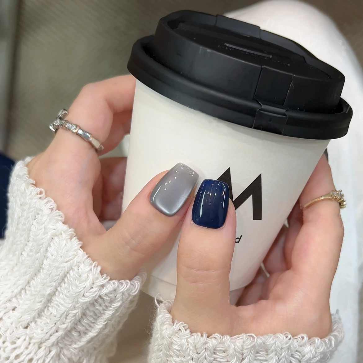 秋冬新款猫眼半手工穿戴甲显白蓝色甜酷辣妹风学生短款可拆卸贴片,淘宝优惠券,粉丝福利购,淘宝优惠卷