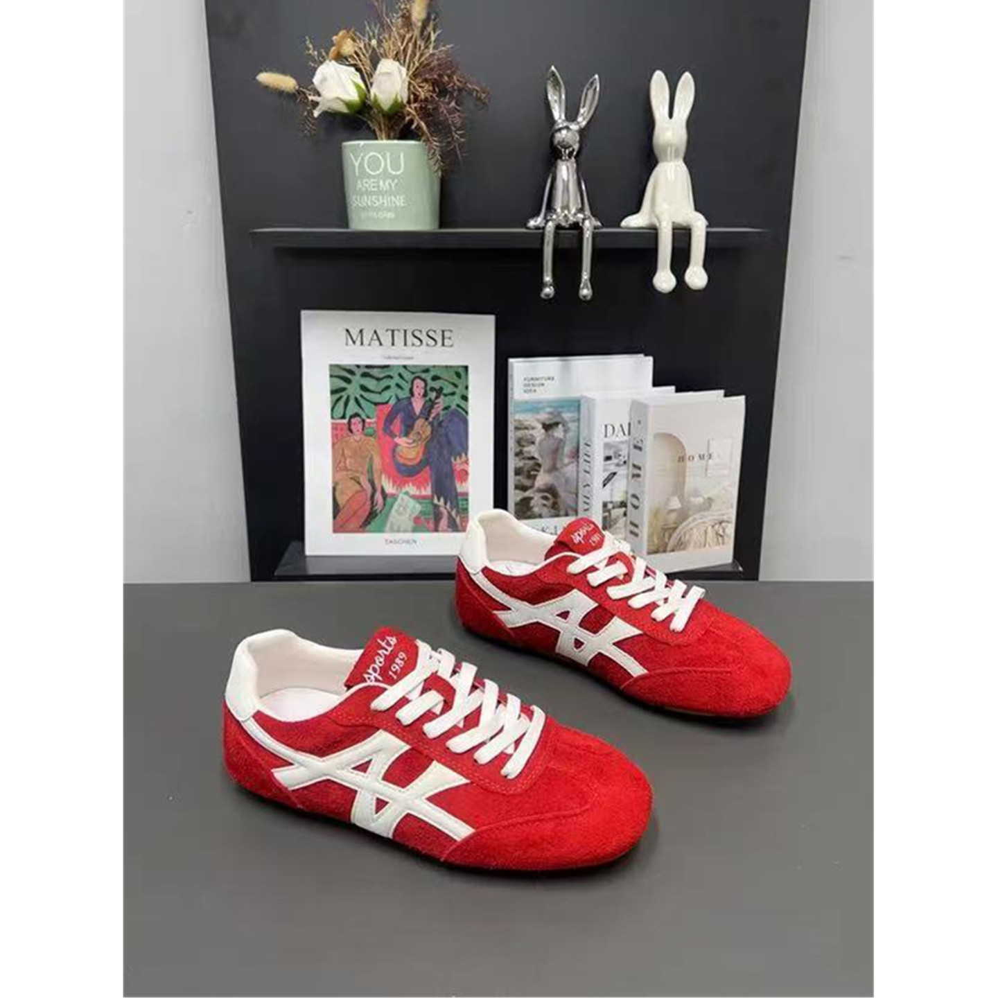 26年新品复古红色德训鞋女内增高韩版拼色交叉绑带百搭休闲运动鞋,淘宝优惠券,粉丝福利购,淘宝优惠卷