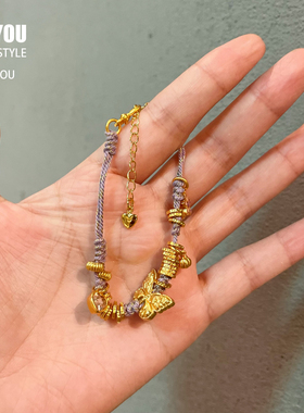 韩国东大门新款古法沙金手链