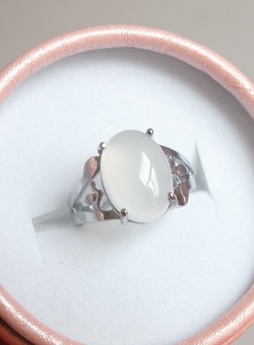 新款冰种绿宝纯银玉戒指