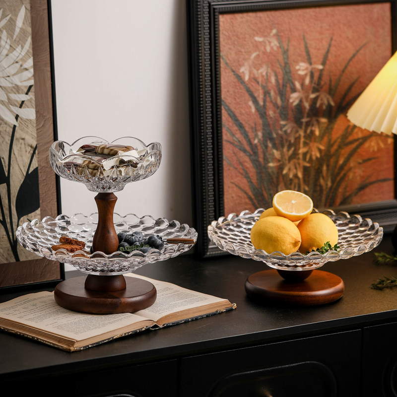 双层多层玻璃水果盘客厅茶几装饰零食收纳盘过年用干果盘中古摆件,淘宝优惠券,粉丝福利购,淘宝优惠卷