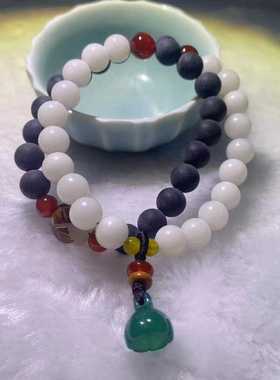 搭配双圈手串花道语阁药珀原创