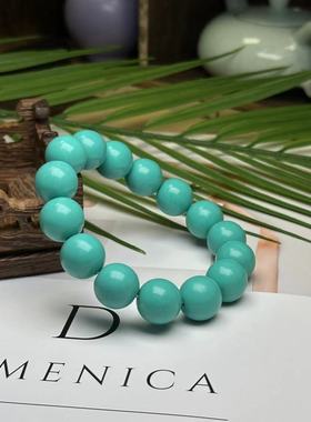 花道语阁藏式民族风优化绿松石单圈手串佛珠手链黄玛瑙手持念珠