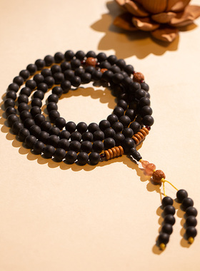 花道语阁天然药珀佛珠手串男女南红玛瑙108颗菩提子念珠手链修行