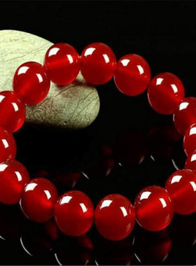 7A 级天然红玛瑙手链宝石玉髓手串男女款精品复古宫廷饰品