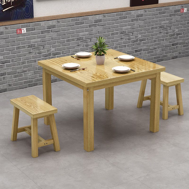 原木色实木餐桌商用桌椅快餐店面馆烧烤店中餐馆火锅店桌椅组合,淘宝优惠券,粉丝福利购,淘宝优惠卷