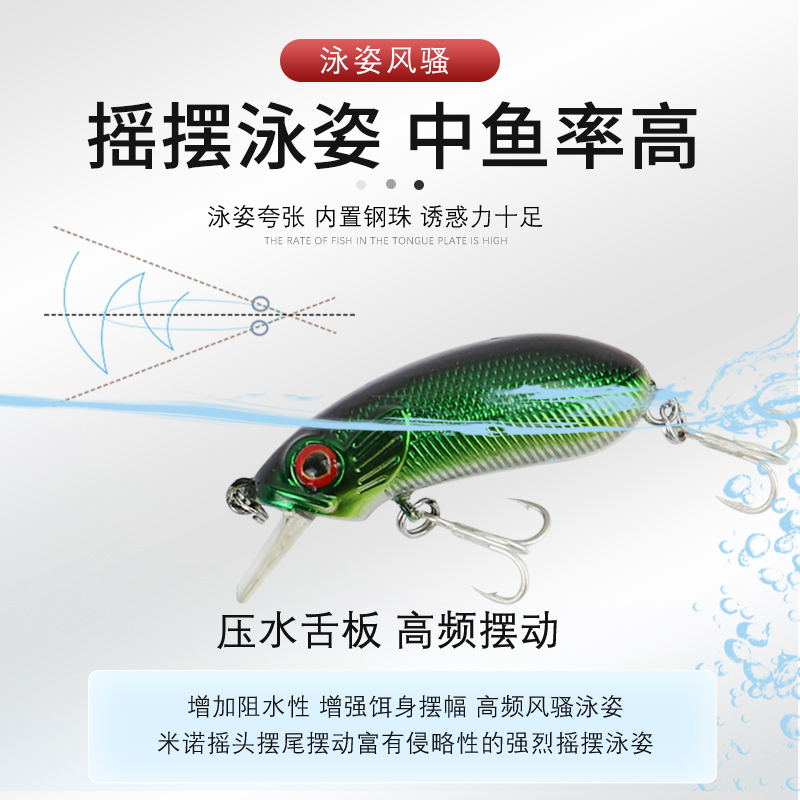 路亚饵摇滚小胖子沉水米诺CC60淡水海钓鲈鱼翘嘴鳜鱼鱤鱼假饵套装 - 图1