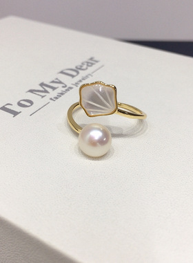 贝壳天然淡水珍珠项链耳钉戒指