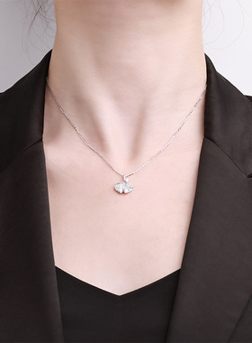 三生有幸银杏叶s925纯银项链女吊坠2025新款高级感毛衣链生日项链