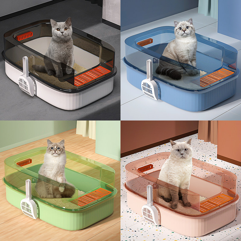 猫砂盆超大号厕所猫沙盆子半封闭防外溅屎盆小号幼猫全开放砂盆特_虎窝淘
