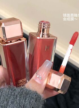 冰透水光镜面唇釉自然显白易上色伪素颜口红嘟嘟唇蜜玫红清透百搭