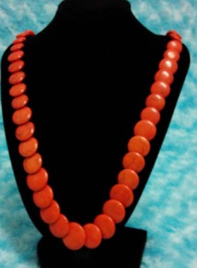 绿松石波西米亚风饰品大红色项链