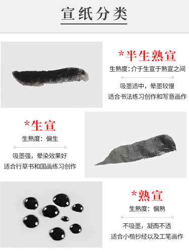 书画宣纸国画专用纸书法临摹练习8开生宣4K熟宣四尺半生半熟加厚 - 图2