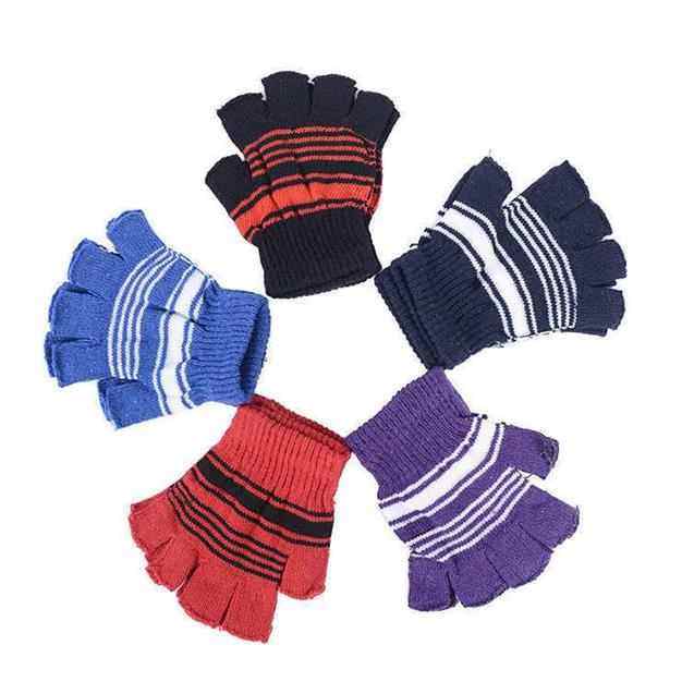 韩版儿童冬季女加绒针织保暖半指手套男半截办公露指学生写字手套,淘宝优惠券,粉丝福利购,淘宝优惠卷