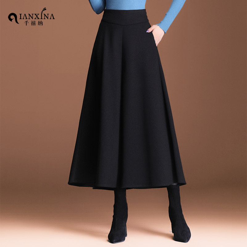 毛呢裤子女冬高腰显瘦气质宽松裙裤 千禧纳休闲裤