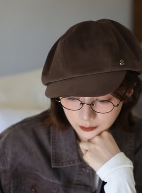 自在」高品质复古秋季新款八角帽贝雷帽子女秋显脸小云朵报童帽女