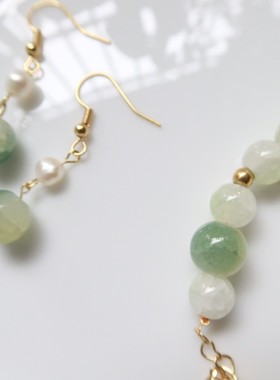 优璇手作原创设计天然珍珠耳饰手链绿色小众新中式首饰