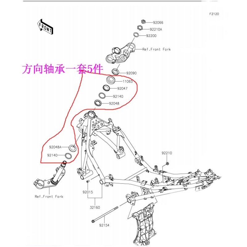 全新原装忍者NINJIA400 Z400 忍者300车头方向压力轴承 - 图0